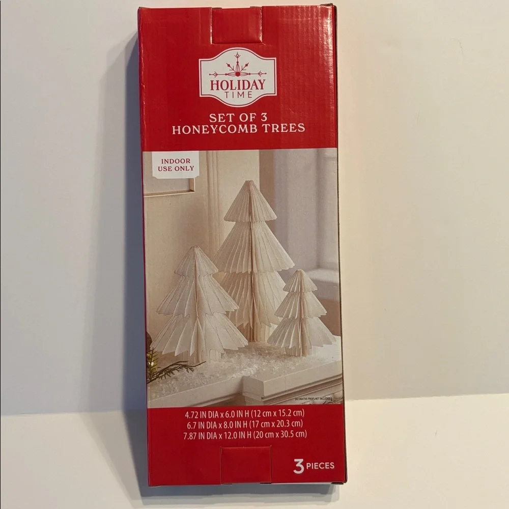 Holiday Time Paper Christmas Tree White Decorations 3 Count
